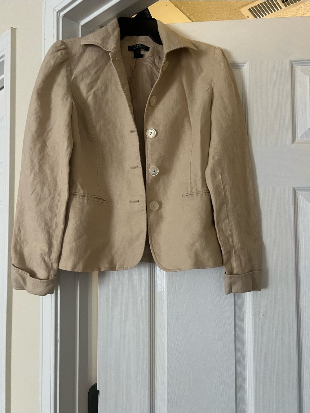 Ralph Lauren Khaki Tailored Button-Front Blazer